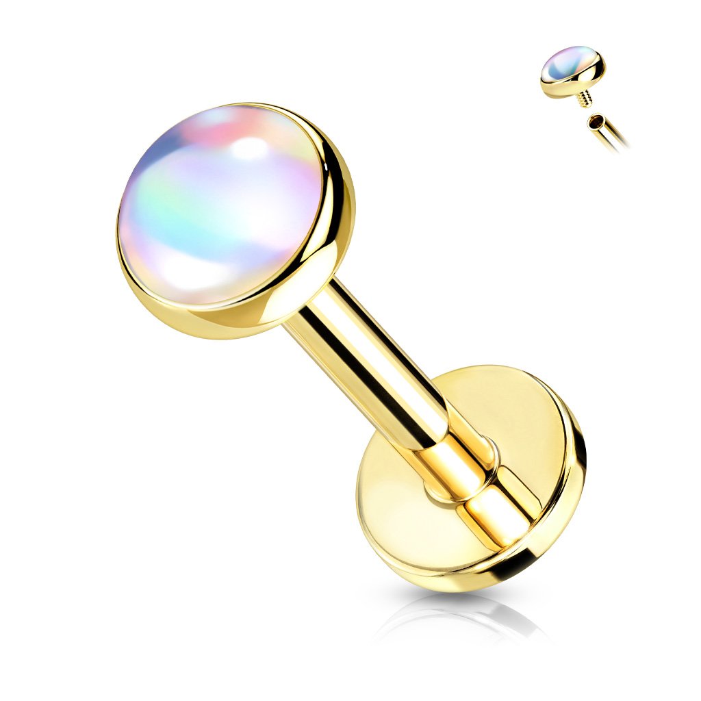 16 Gauge Iridescent Opal Top Internally Threaded Stud