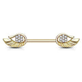 14 Gauge Crystal Wings Barbell Nipple Ring