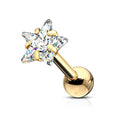 16 Gauge Prong Set Crystal Star Cartilage / Tragus Stud
