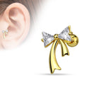 16 Gauge Golden Dainty Bow Tragus / Cartilage Stud