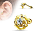16 Gauge Golden Rose Cartilage / Tragus Stud