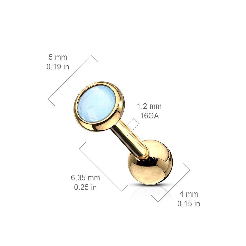 16 Gauge Illuminating Opal Stud For Tragus, Cartilage & More