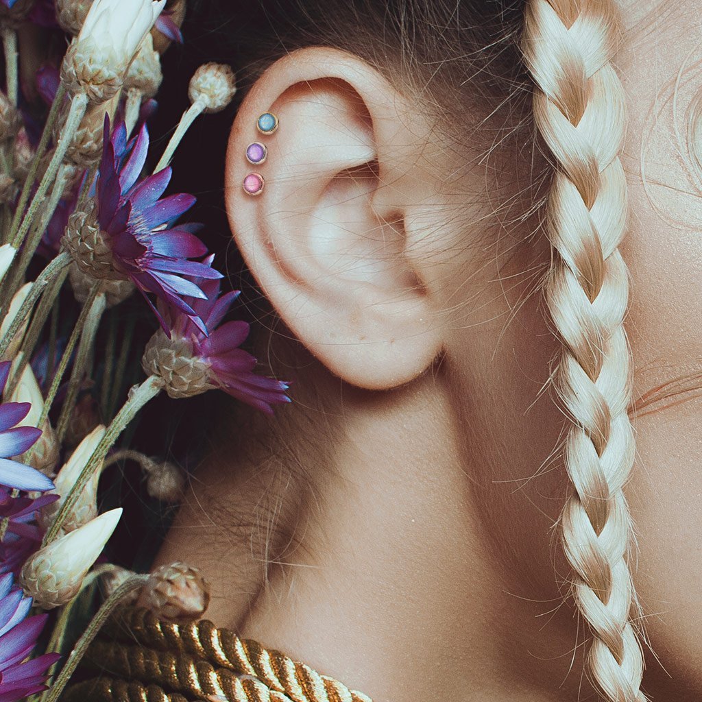 16 Gauge Illuminating Opal Stud For Tragus, Cartilage & More