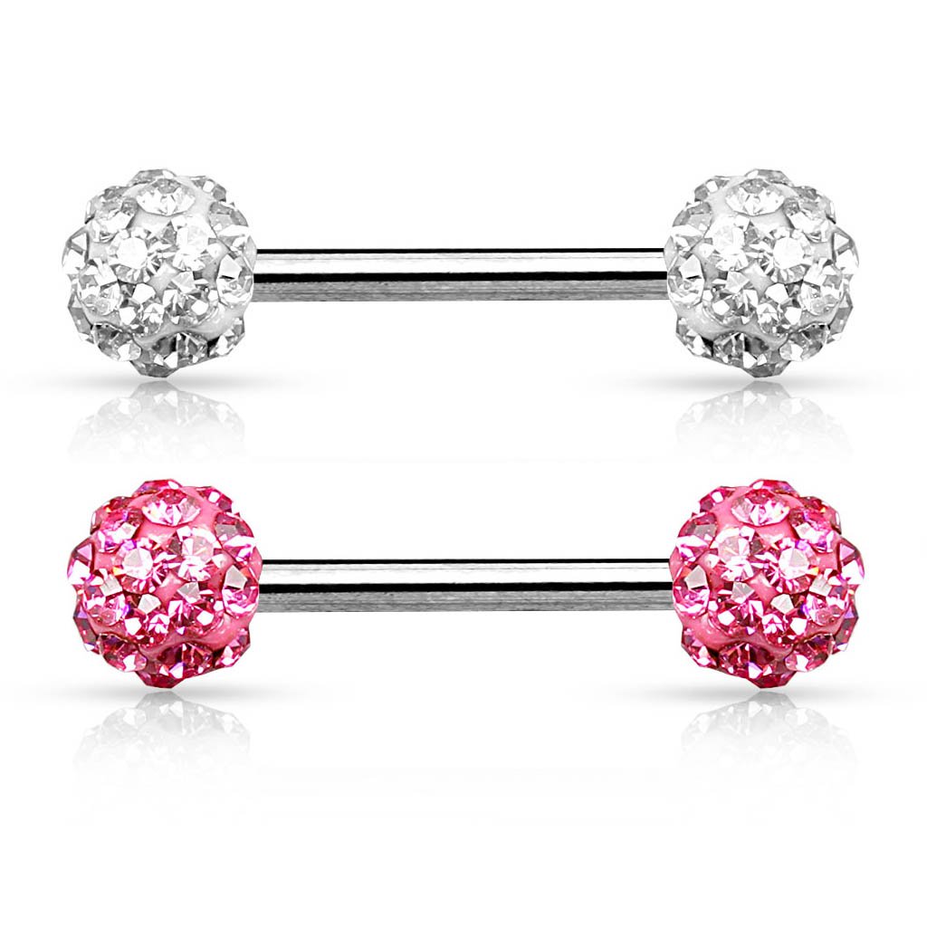 14 Gauge Internally Threaded Glitterball Nipple Ring