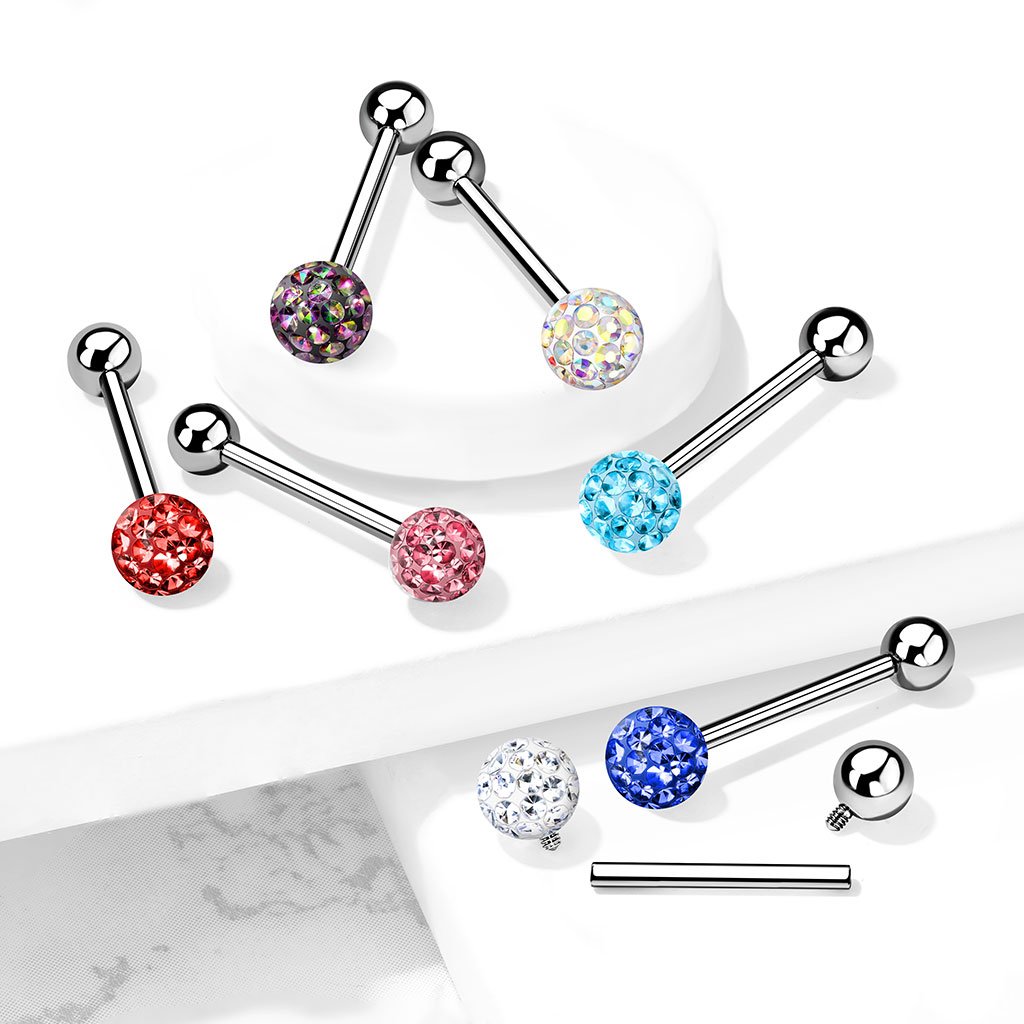 Internally Threaded Glitter Ball Tongue Barbell