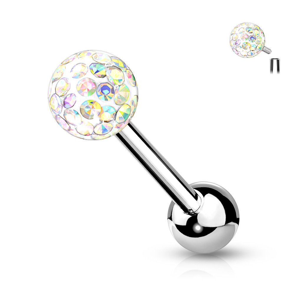 Internally Threaded Glitter Ball Tongue Barbell
