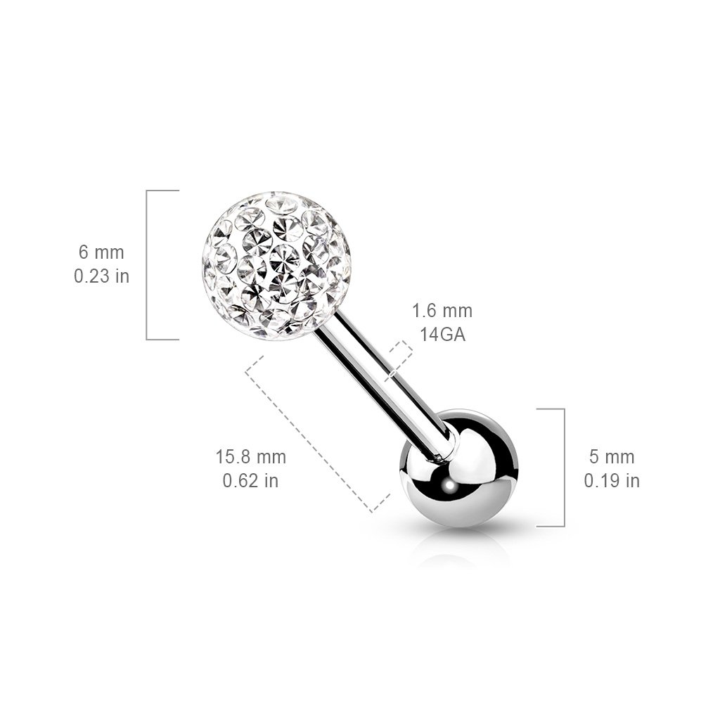 Internally Threaded Glitter Ball Tongue Barbell