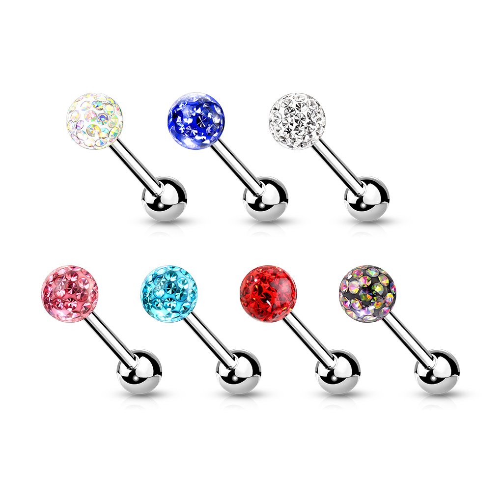 Internally Threaded Glitter Ball Tongue Barbell