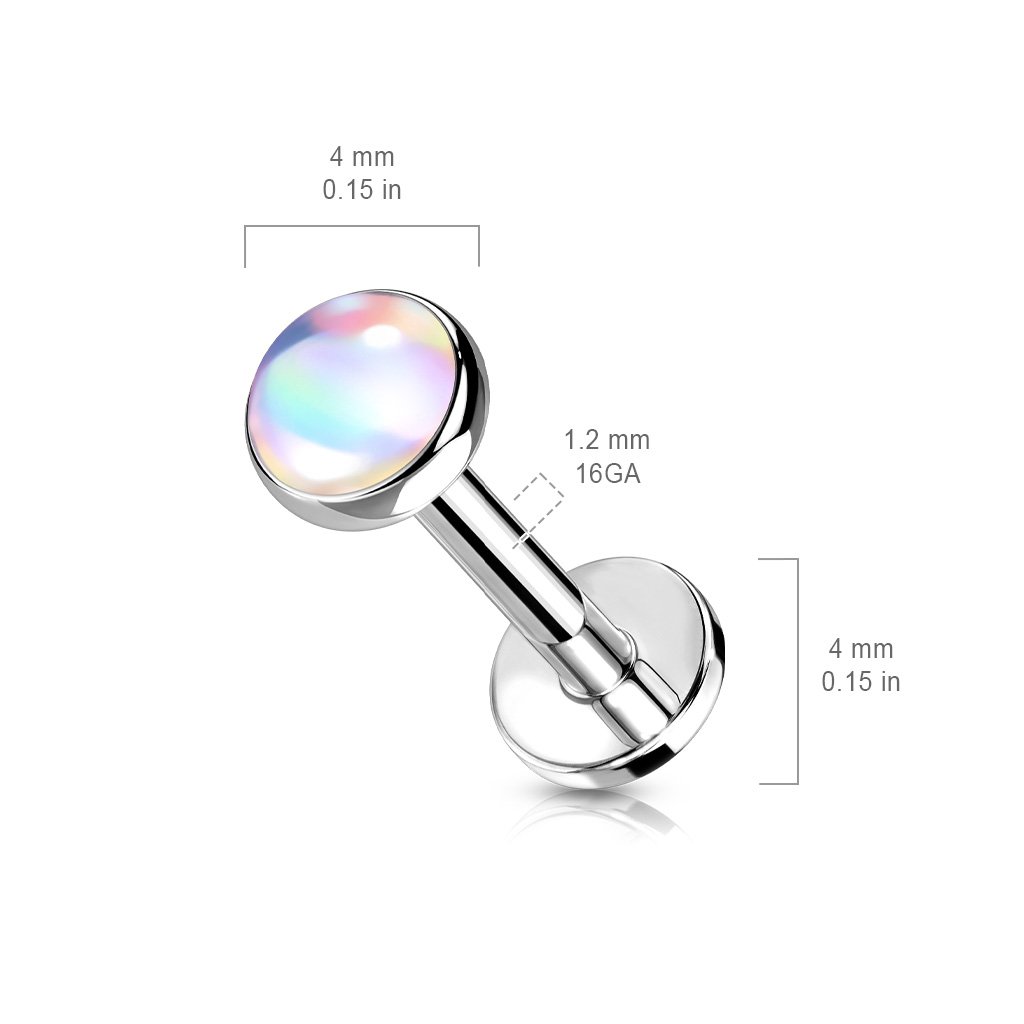 16 Gauge Iridescent Opal Top Internally Threaded Stud