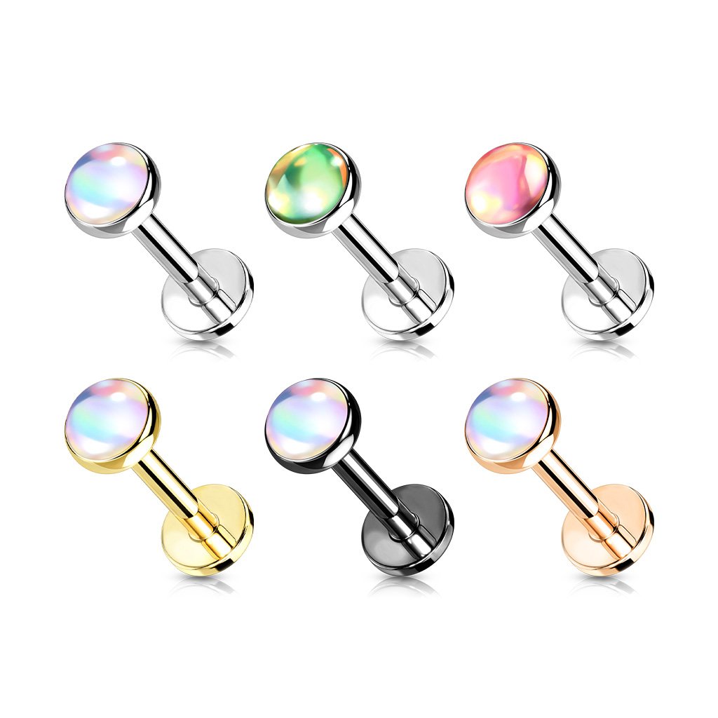 16 Gauge Iridescent Opal Top Internally Threaded Stud