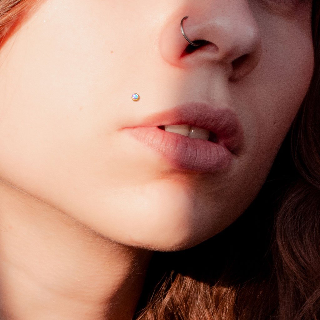 16 Gauge Iridescent Opal Top Internally Threaded Stud