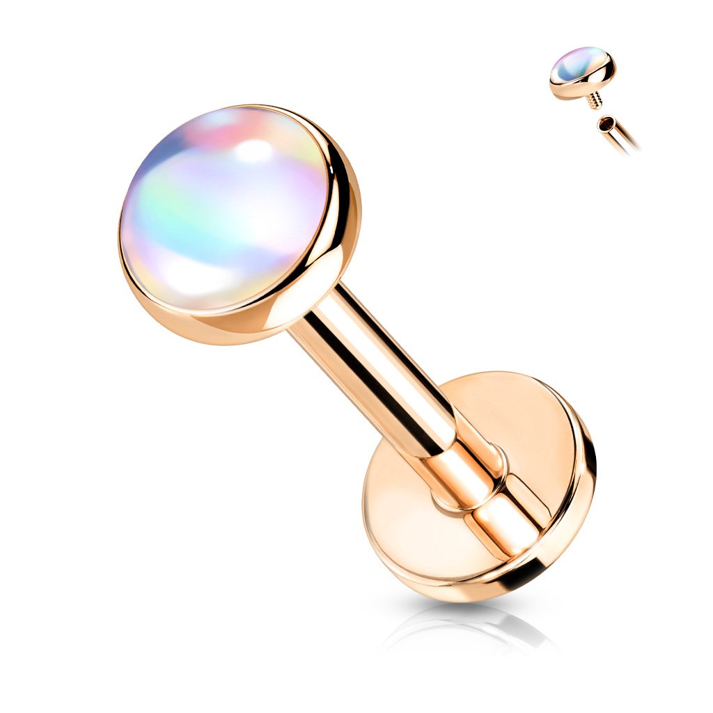 16 Gauge Iridescent Opal Top Internally Threaded Stud