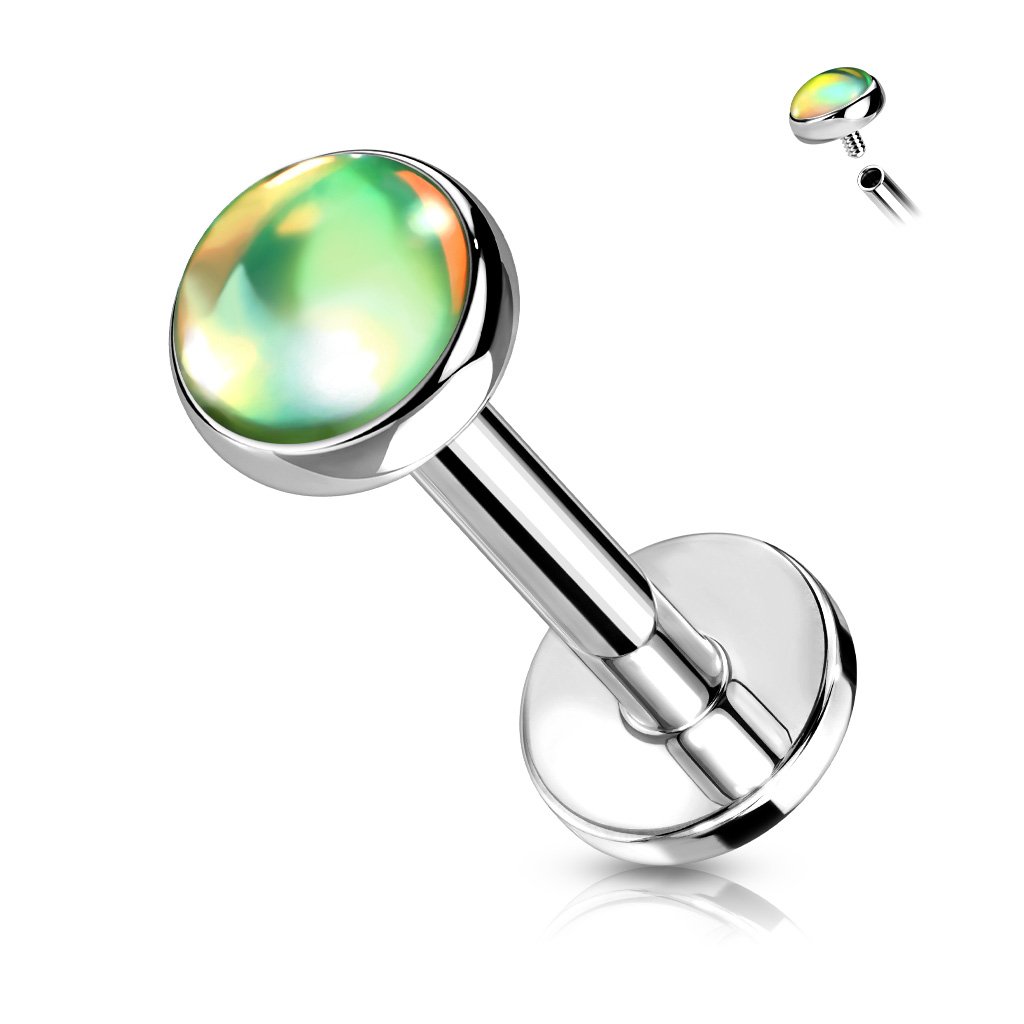 16 Gauge Iridescent Opal Top Internally Threaded Stud
