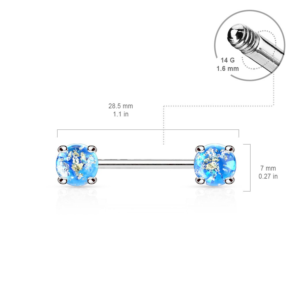14 Gauge Lava Opal Glitter Barbell Nipple Ring