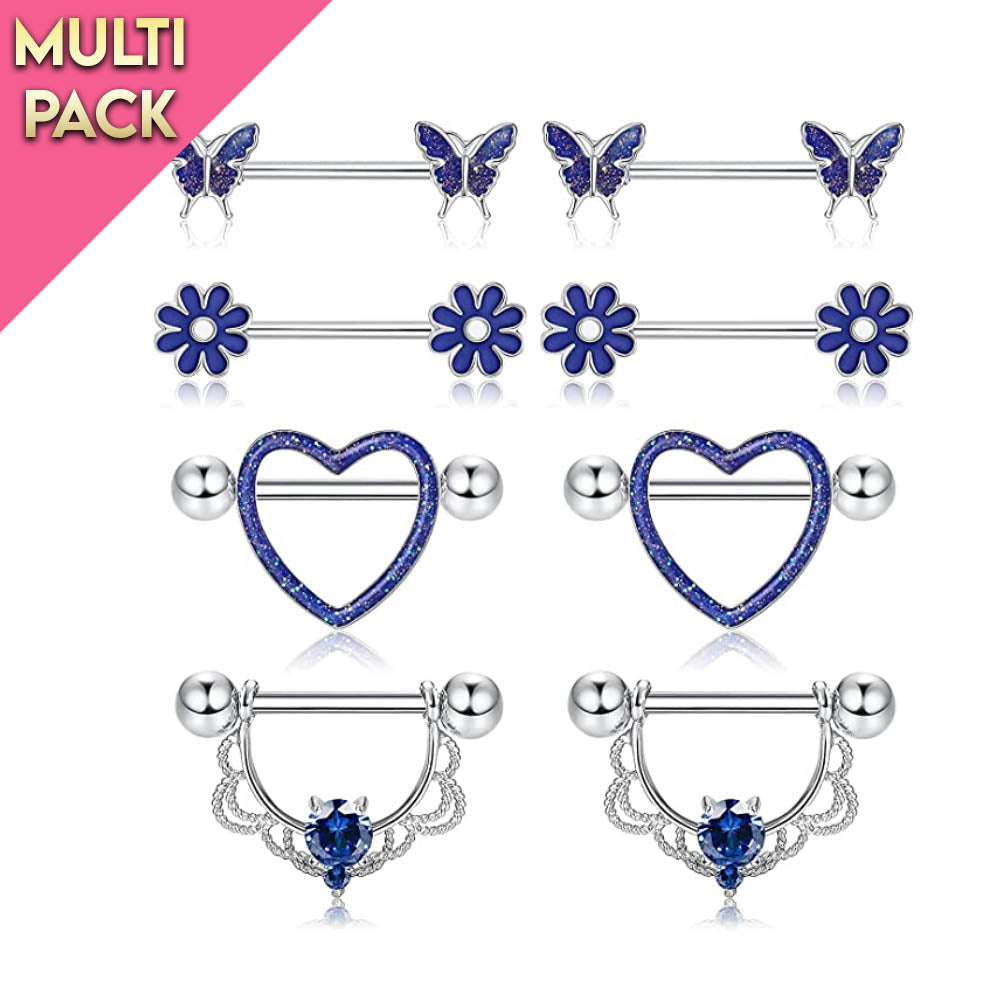 Limited Edition 10 Pack Blue Opal Heart Nipple Shield Set