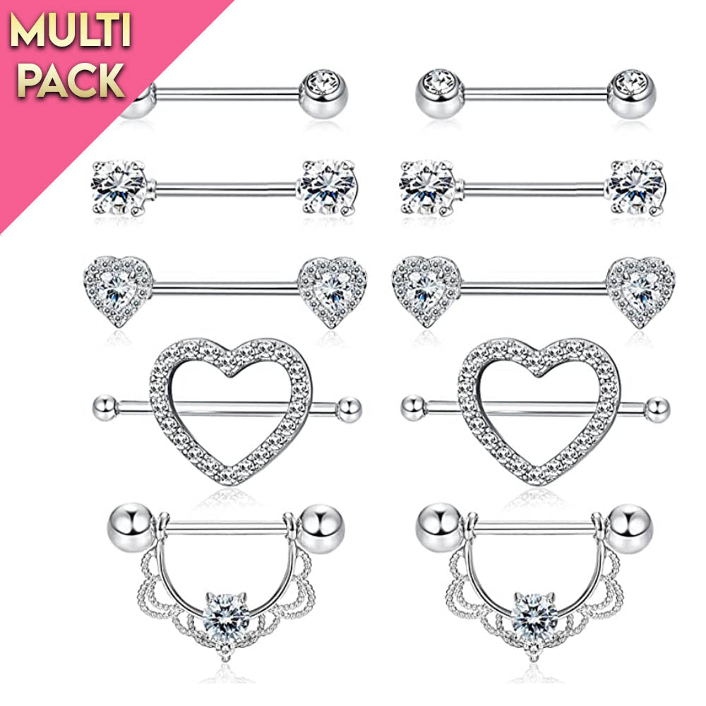 Limited Edition 10 Pack Crystal Heart Nipple Shield Set