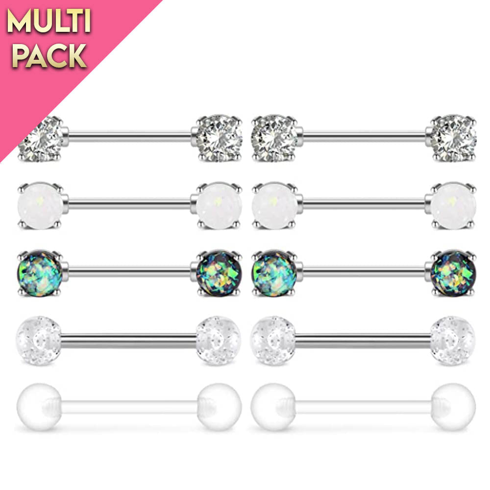 Limited Edition 10 Pack Shimmer Nipple Barbell Set