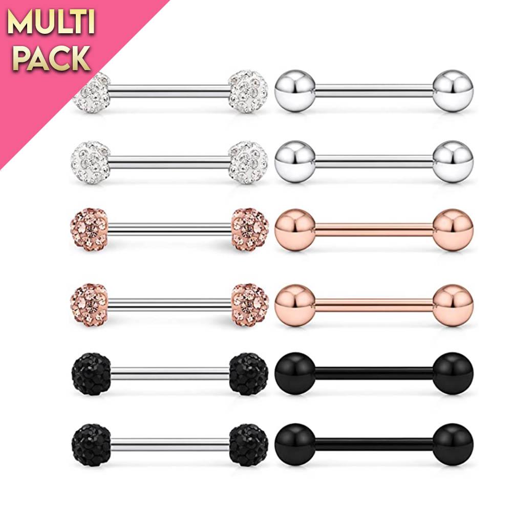 Limited Edition 12 Pack Metallic Mix Nipple Bar Set
