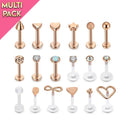 Limited Edition 12 Pack Rose Gold & Bioflex Cartilage / Labret Studs