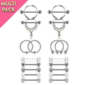 Limited Edition 18 Pack Silver Crystal Nipple Bar Set
