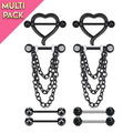 Limited Edition 8 Pack Black Nipple Barbell Set