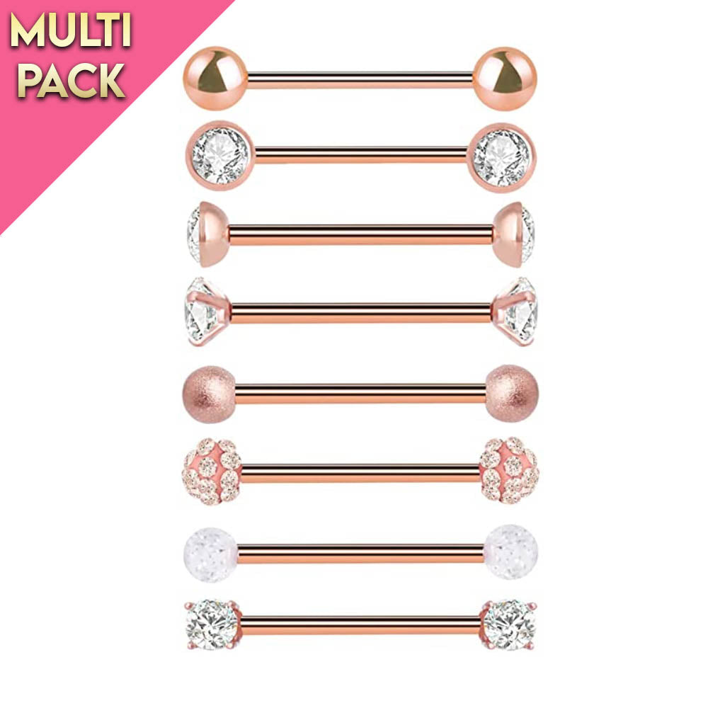 Limited Edition 8 Pack Rose Gold Tongue Rings set