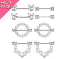 Limited Edition 8 Pack Silver Opal Nipple Barbell Set