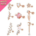Limited Edition 9 Pack Rose Gold Studs