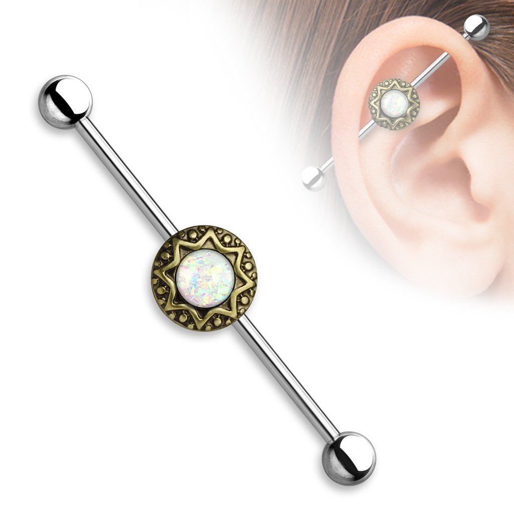 Opal Dreams Industrial Barbell - Gold