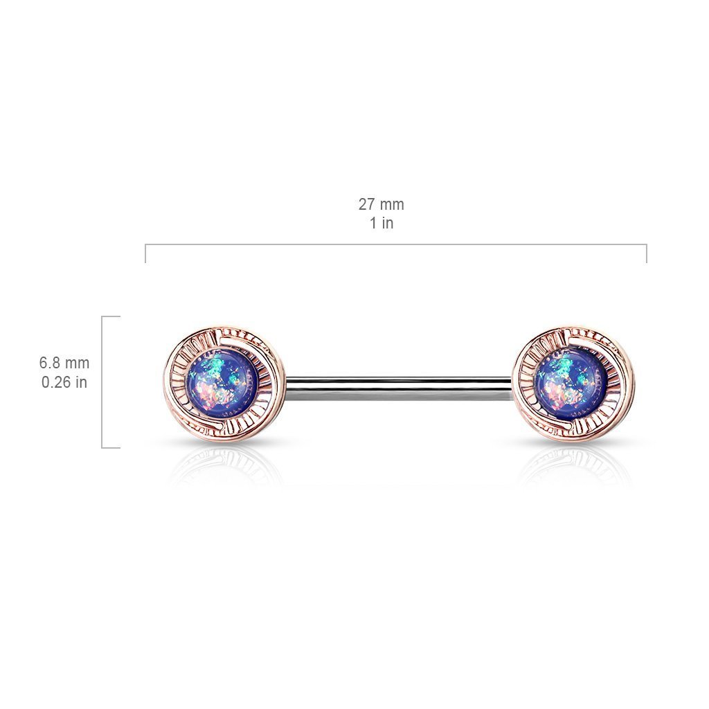 14 Gauge Opal Galaxy Barbell Nipple Ring