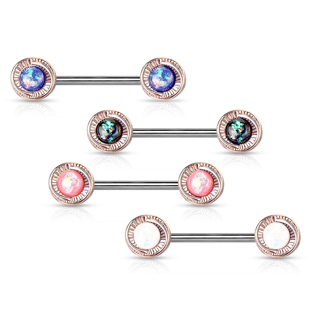 14 Gauge Opal Galaxy Barbell Nipple Ring