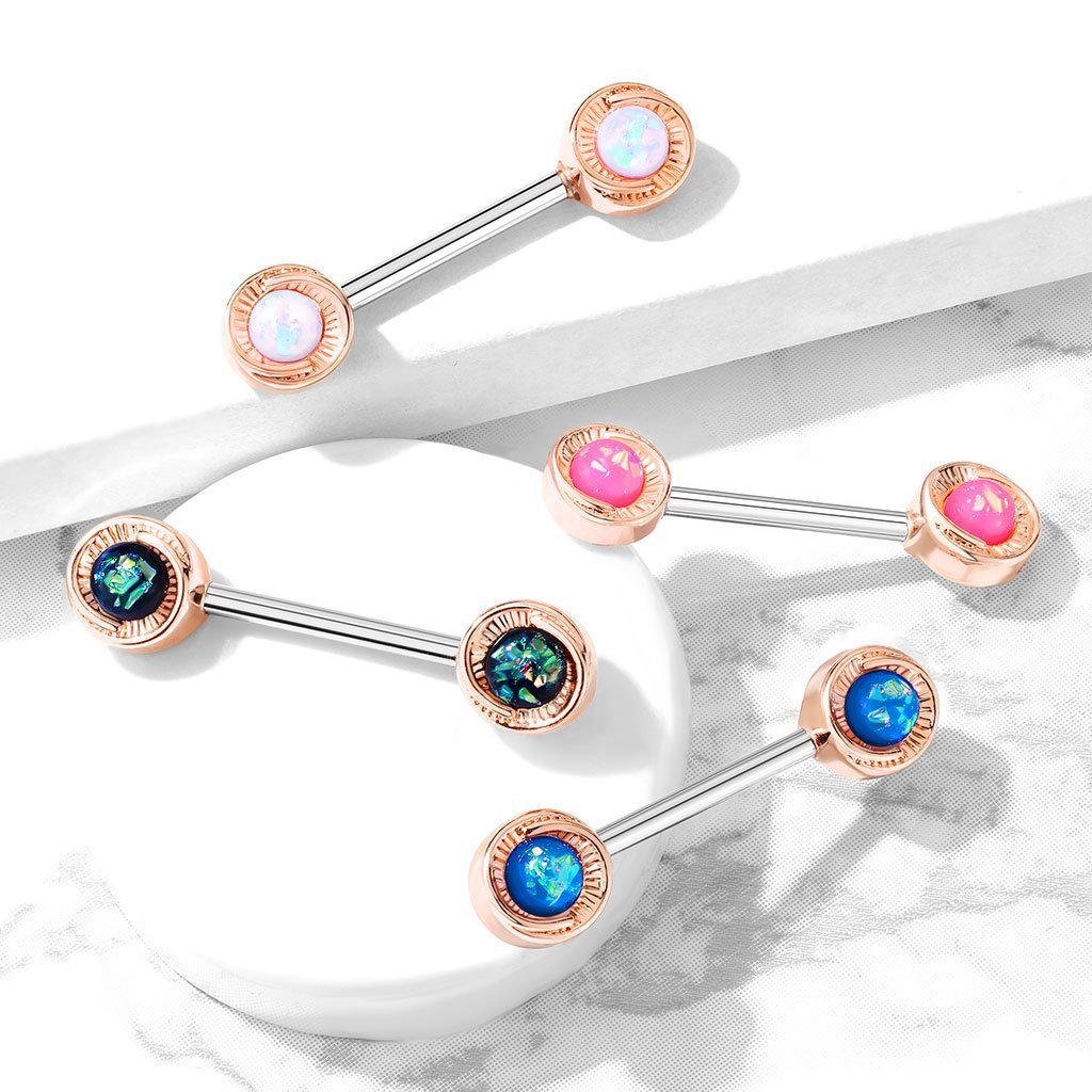 14 Gauge Opal Galaxy Barbell Nipple Ring