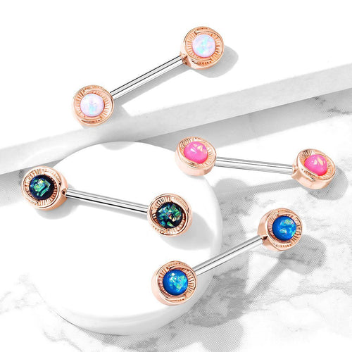 14 Gauge Opal Galaxy Barbell Nipple Ring