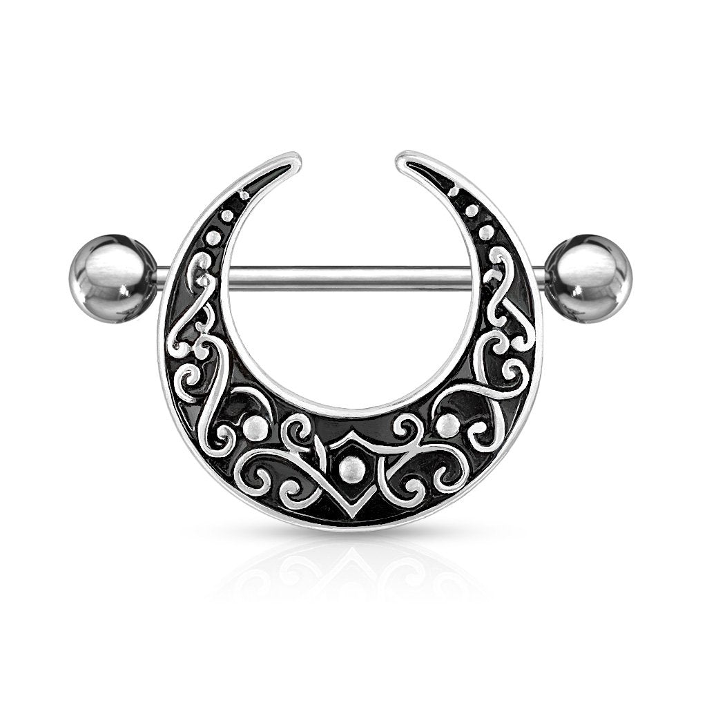 14 Gauge Ornate Crescent Moon Nipple Shield