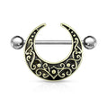 14 Gauge Ornate Crescent Moon Nipple Shield