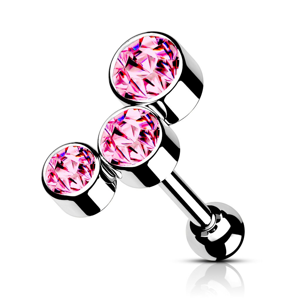 16 Gauge Chunky Crystal Trio Cartilage / Tragus Barbell Stud