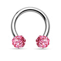 Pink Crystal Circular Barbell / Horseshoe