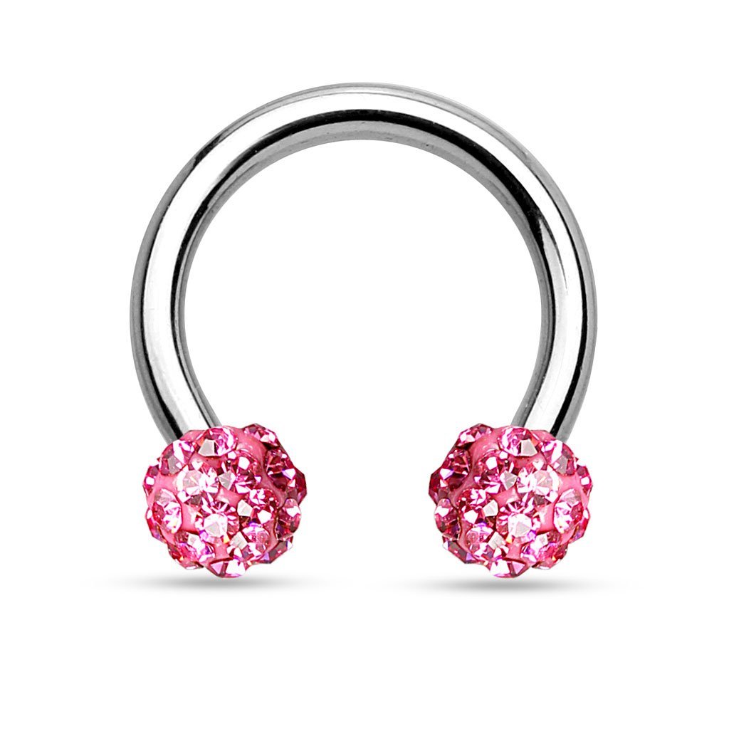 Pink Crystal Circular Barbell / Horseshoe