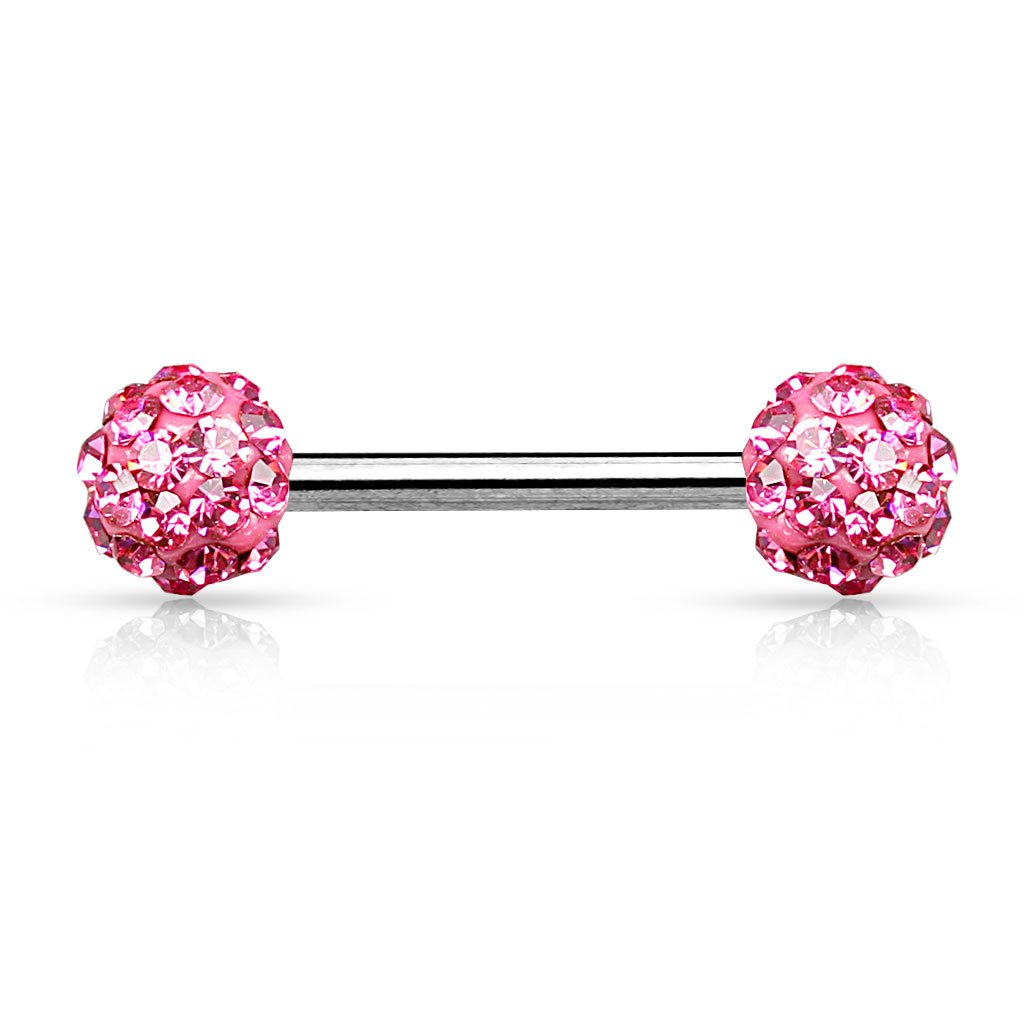 14 Gauge Internally Threaded Glitterball Nipple Ring