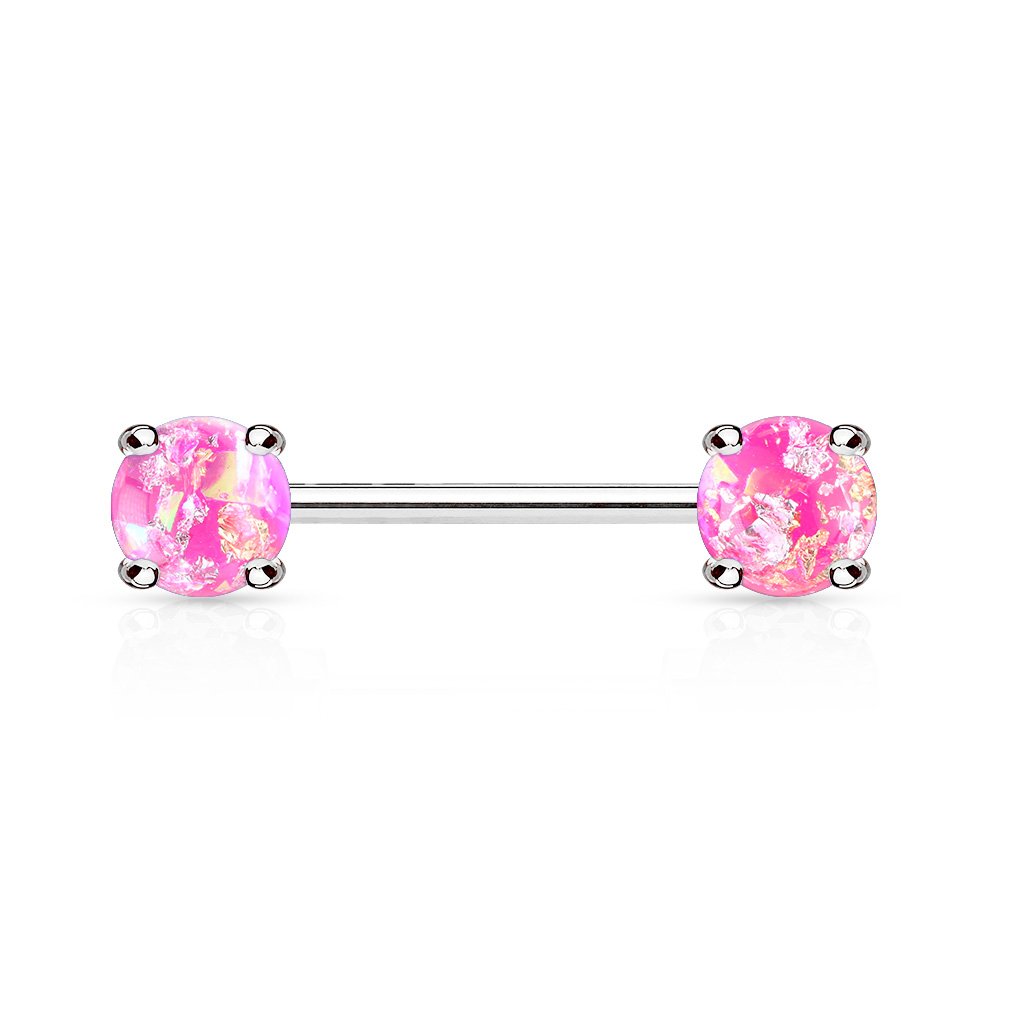 14 Gauge Lava Opal Glitter Barbell Nipple Ring