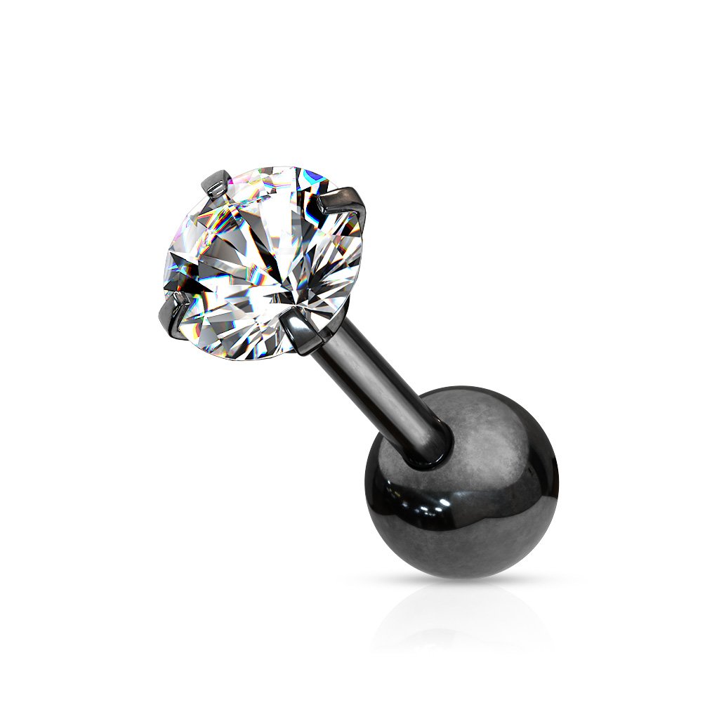 16 Gauge Prong Set Crystal Cartilage / Tragus Stud