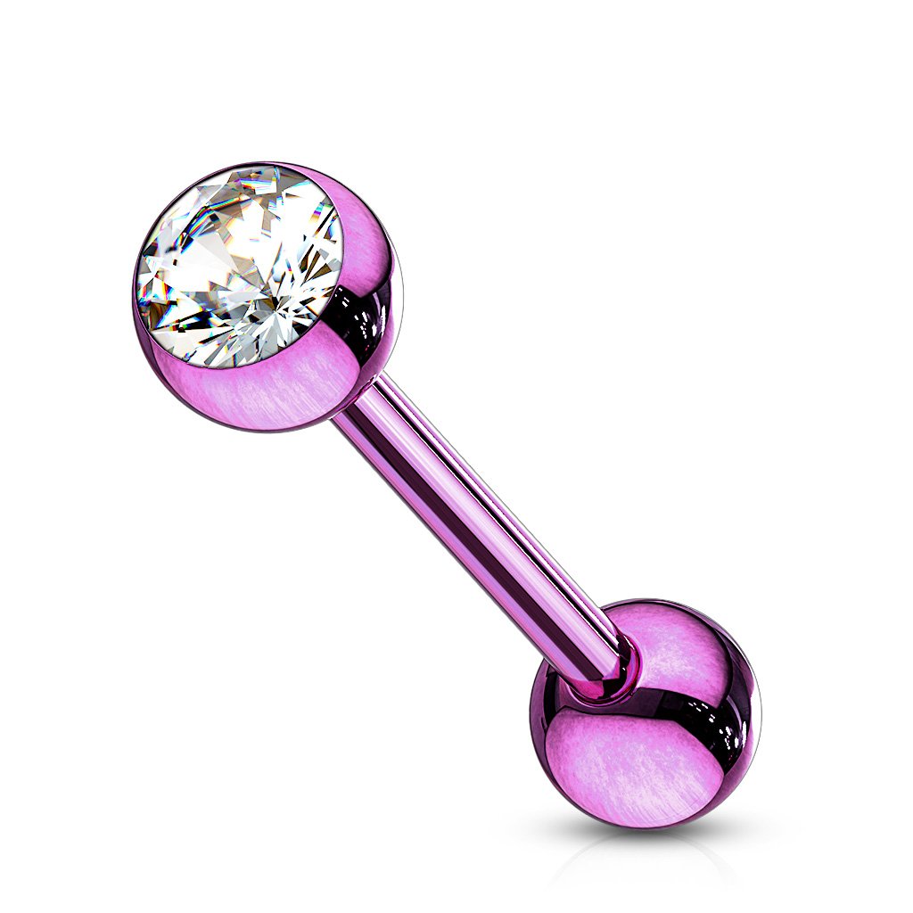 14 Gauge Press Fit PVD Crystal Barbell