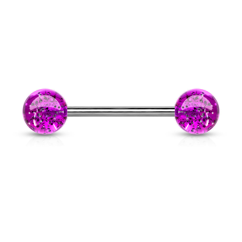 Acrylic Glitter Ball Stainless Steel Barbell