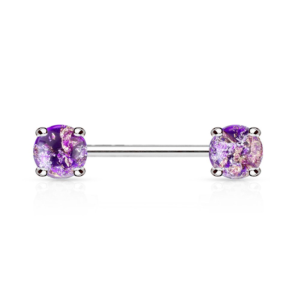 14 Gauge Lava Opal Glitter Barbell Nipple Ring