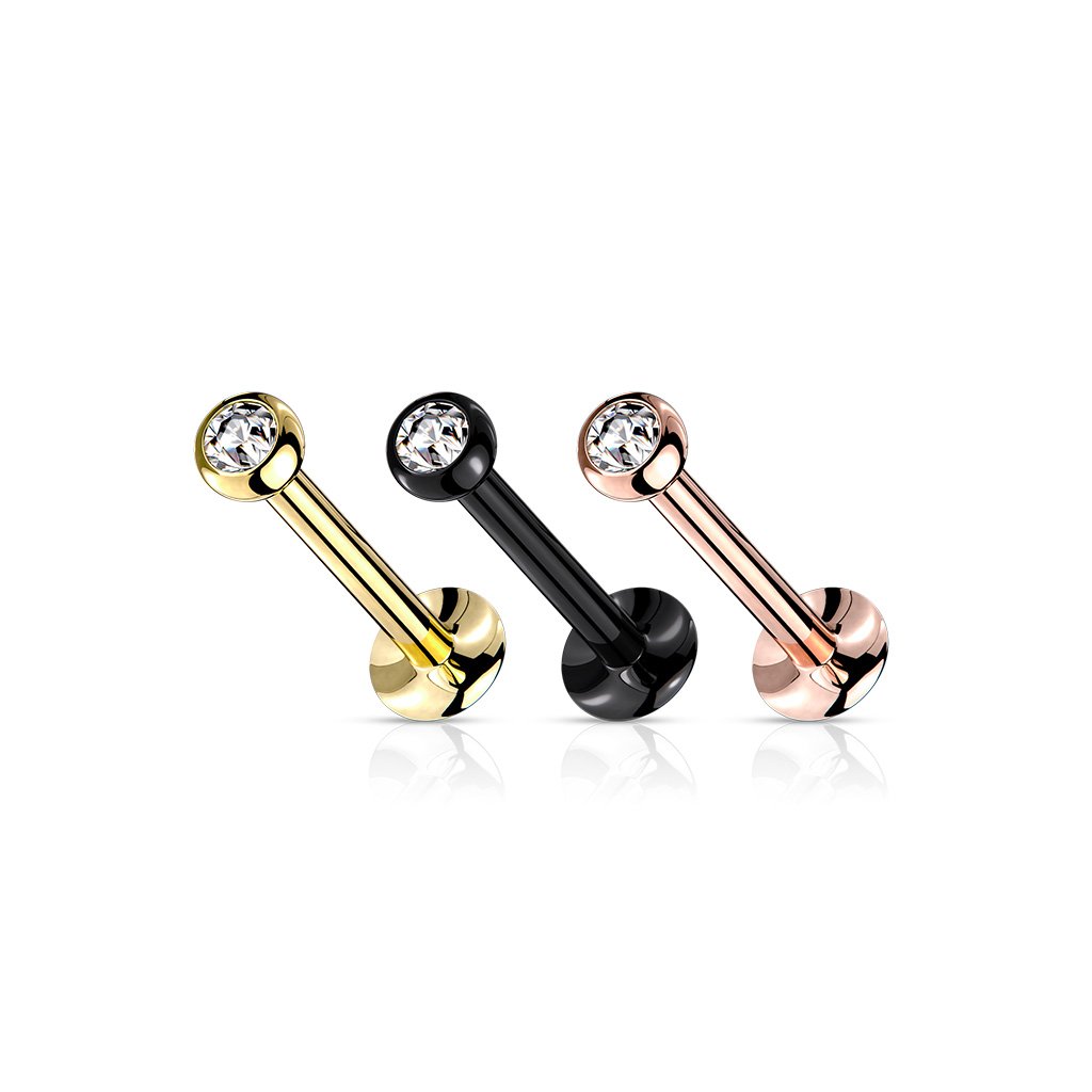 16/18 Gauge Push Fit Flat Back Ball Top Labret / Monroe Stud