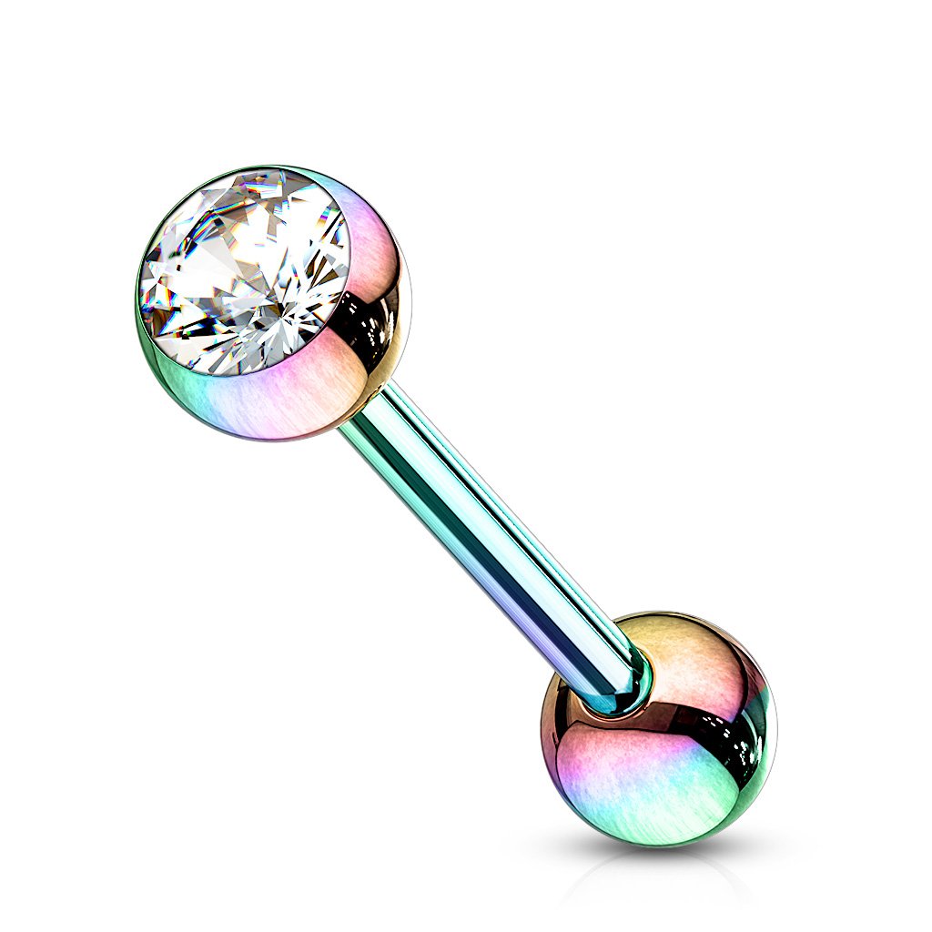 14 Gauge Press Fit PVD Crystal Barbell