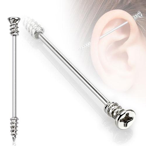 14 Gauge Surgical Steel Screw Industrial Barbell