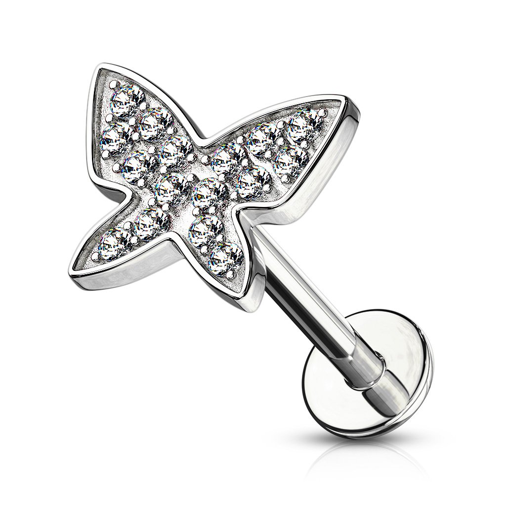 16 Gauge Butterfly Top Flat Back Cartilage / Tragus Barbell Stud