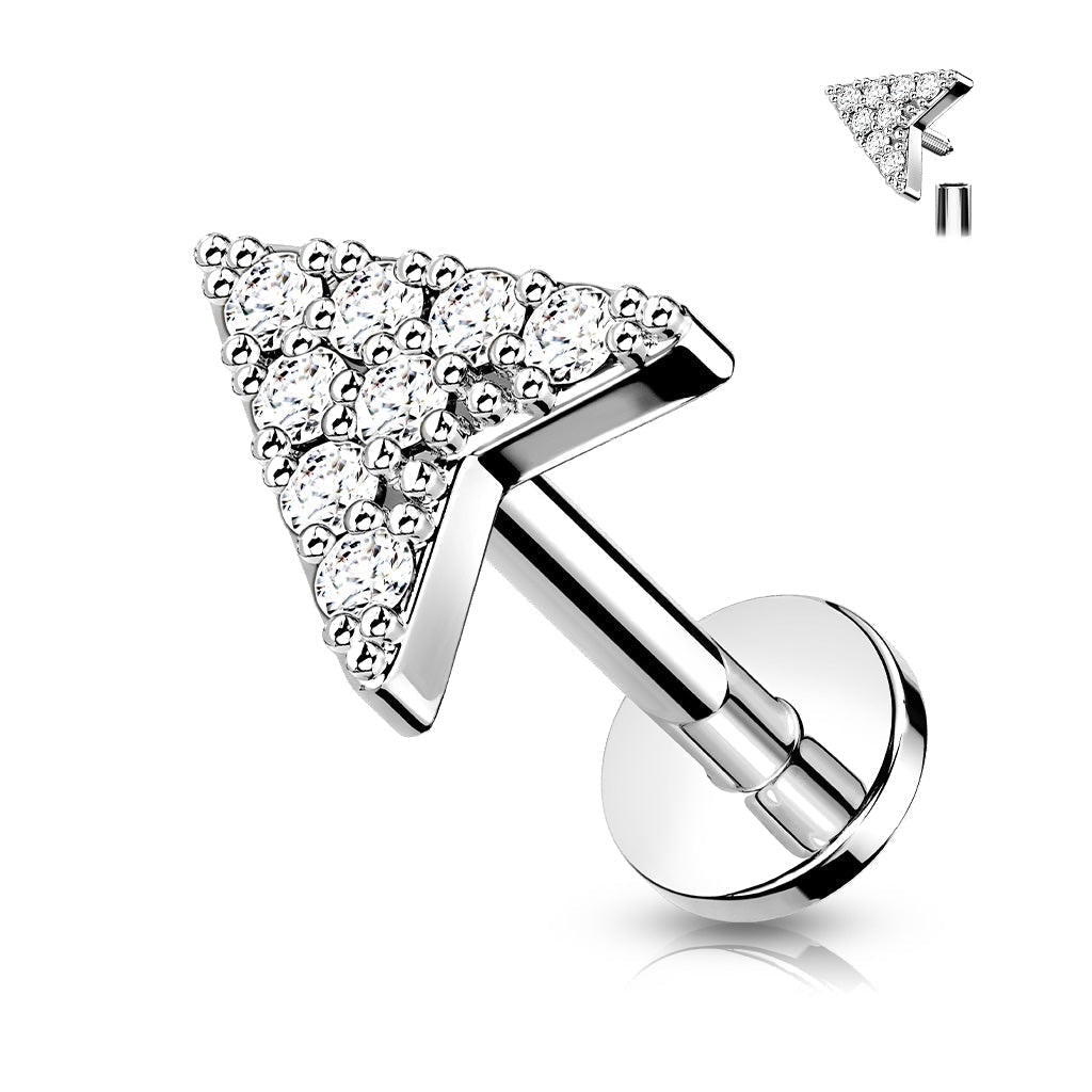 16 Gauge Crystal Chevron Internally Threaded Stud
