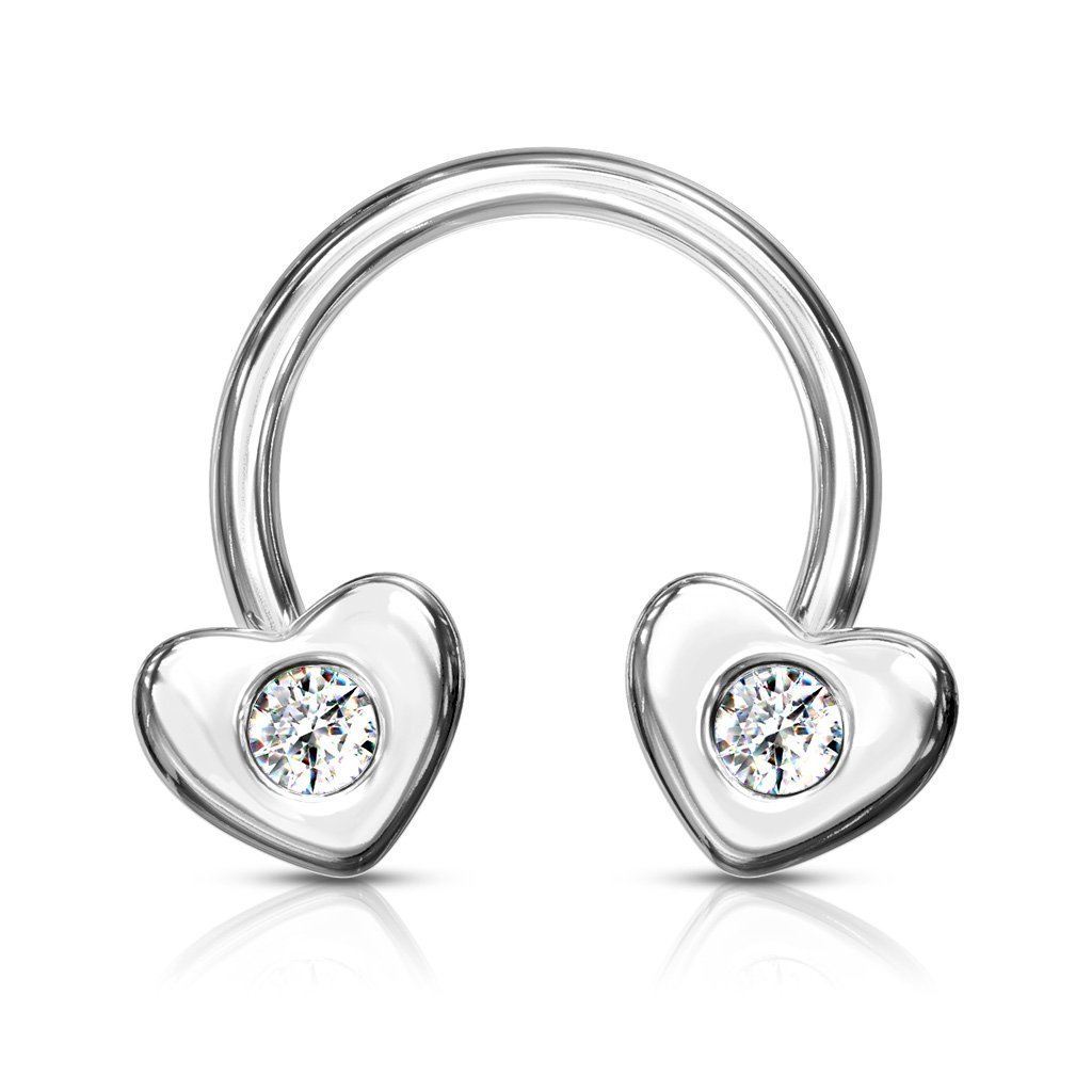 16 Gauge Crystal Heart Horseshoe Barbell